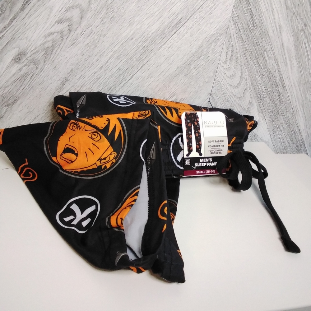 Naruto Men's Pajama Jogger Lounge Pants Sz: S (28-30) Black/Orange
